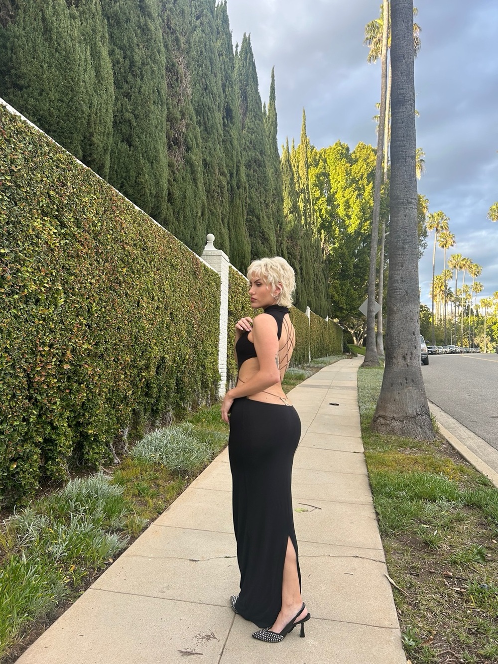 I.AM.GIA Black Open Back Maxi Dress w/ Butterfly Detail size S